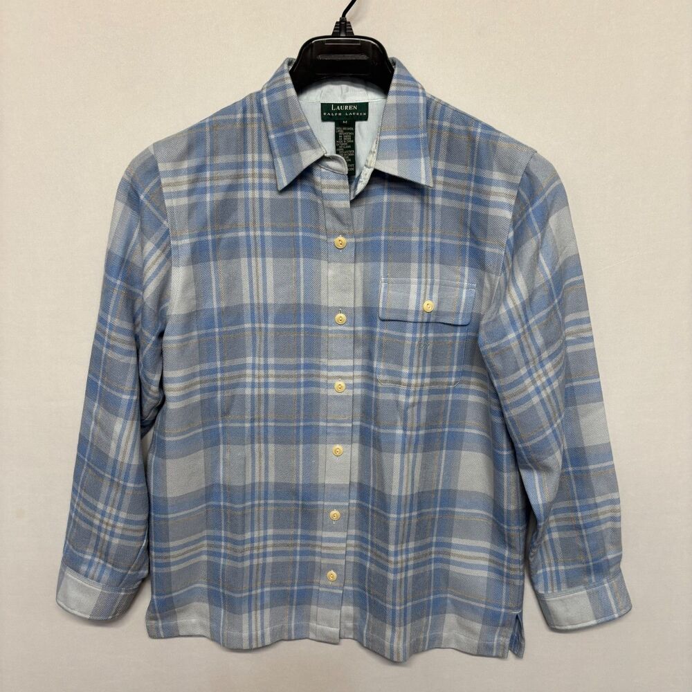 Lauren Ralph Lauren Women 100% Wool Flannel Button Shirt Size Medium C134 -29